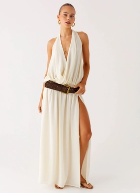 Narlah Halter Maxi Dress - Ivory Casual Fit