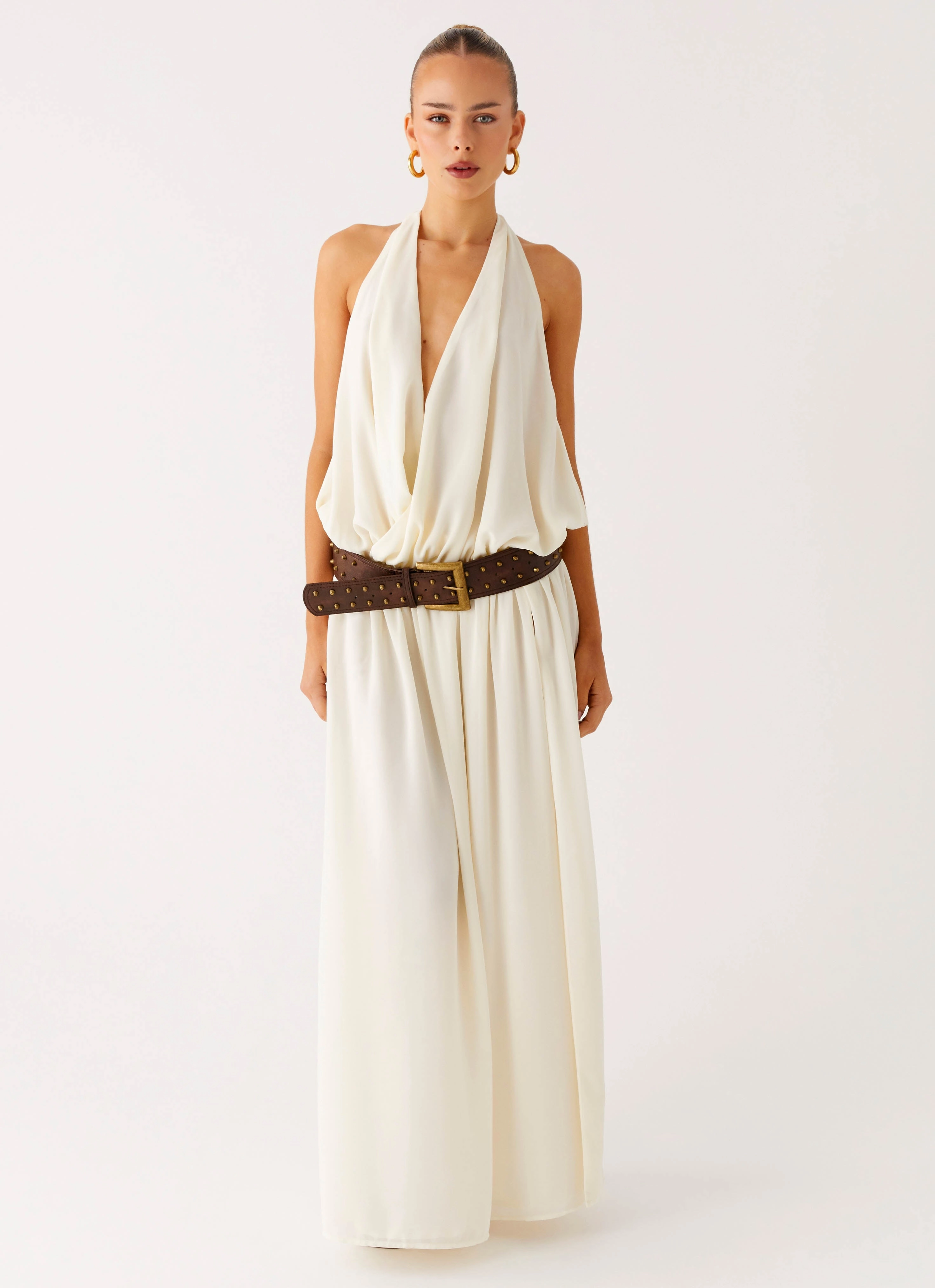 Beach Moment Narlah Halter Maxi Dress - Ivory