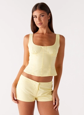Coastline Mini Shorts - Yellow Compression Fit