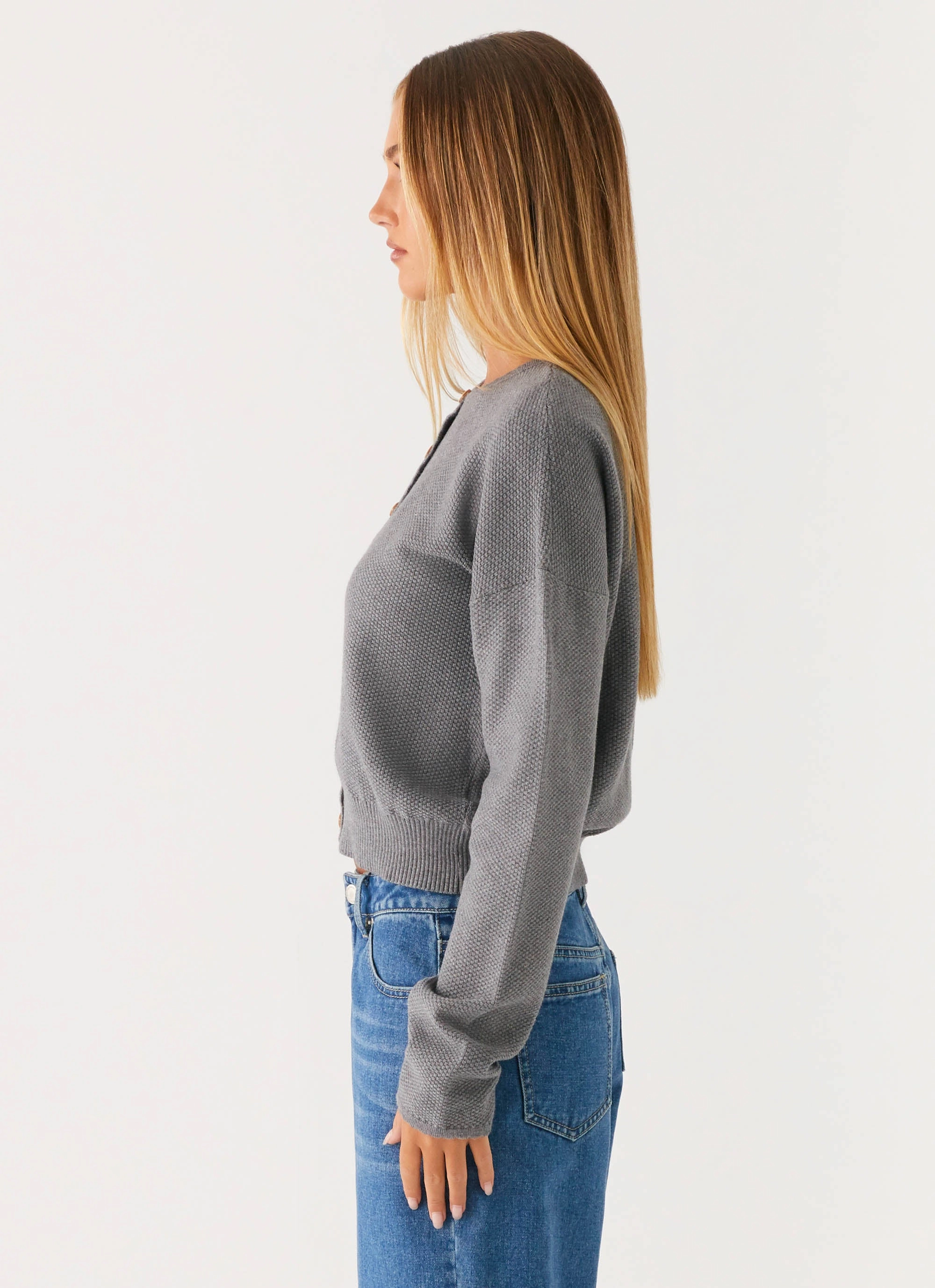 Etty Knit Cardigan - Dark Grey abrasion resistant coating Morning Commute Gear