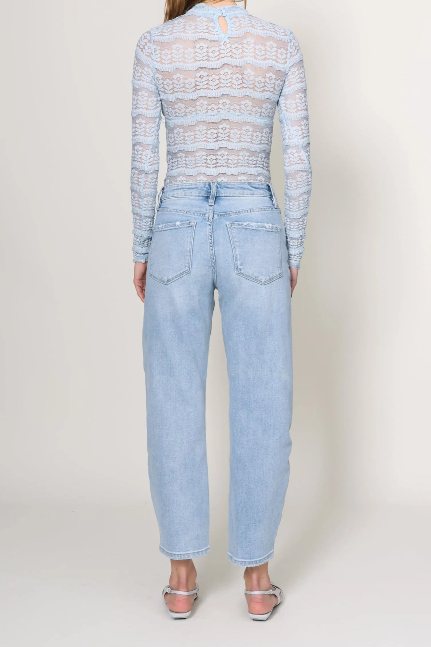 Breathable back panel Comfortable Fashion Awe Mini Barrel Jean
