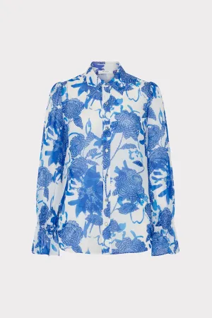 Lacey Brushwork Floral Blouse AntiStatic Weave