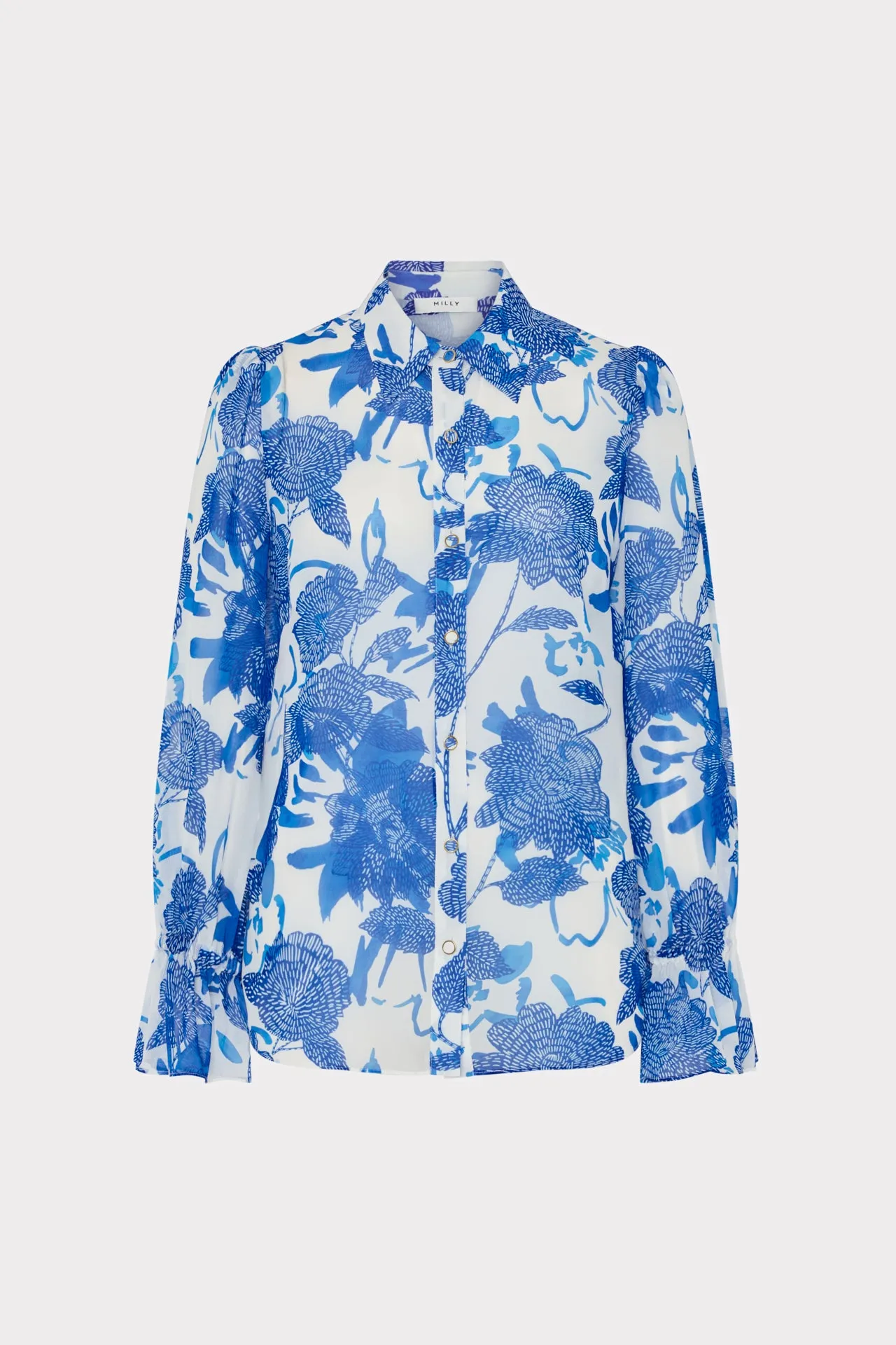 Lacey Brushwork Floral Blouse Ultrasoft Inner Lining