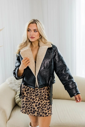 Sienna Edge Faux Leather Jacket Double Layered