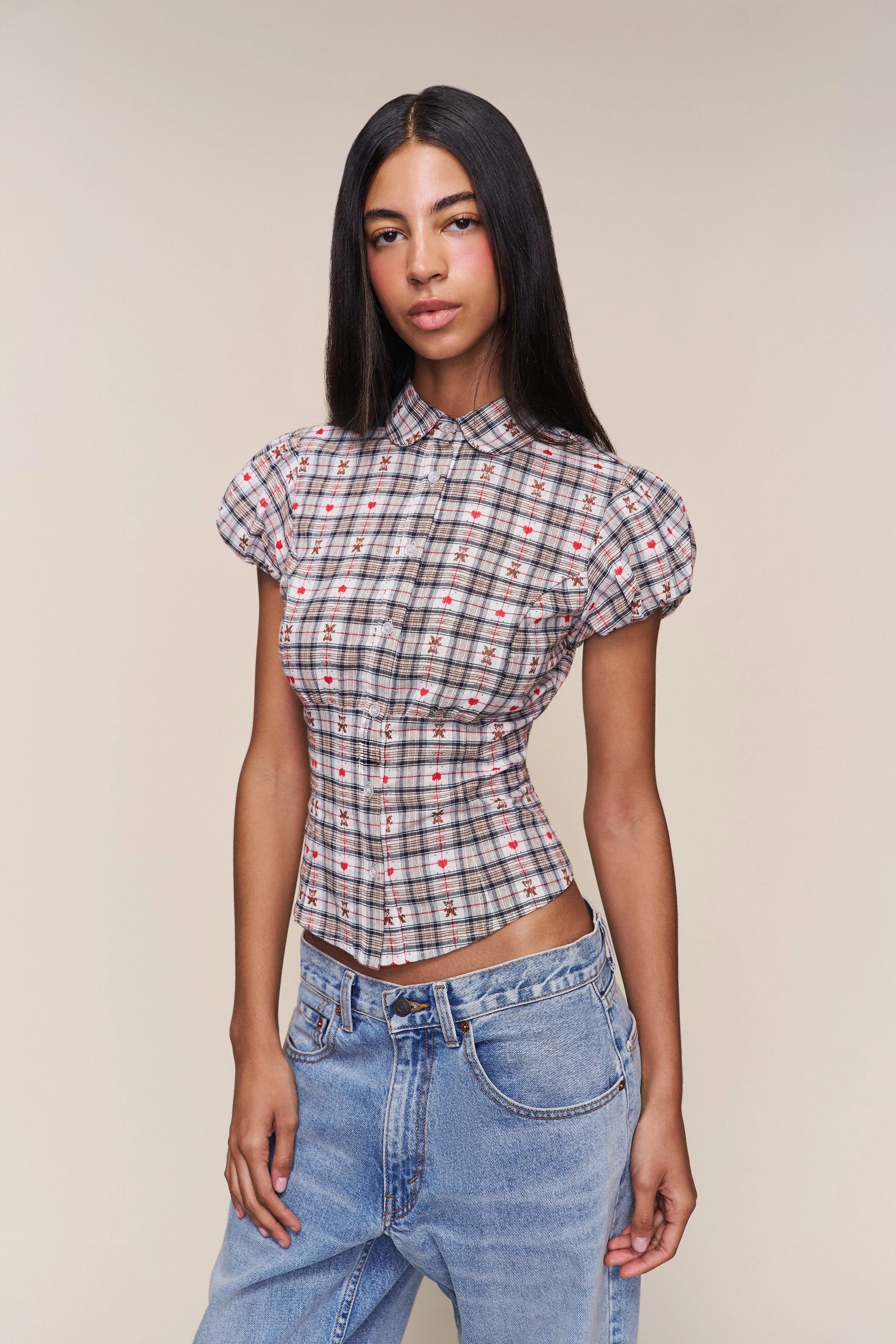 Liana Plaid Top HiddenPocket Friction Reducing Finish
