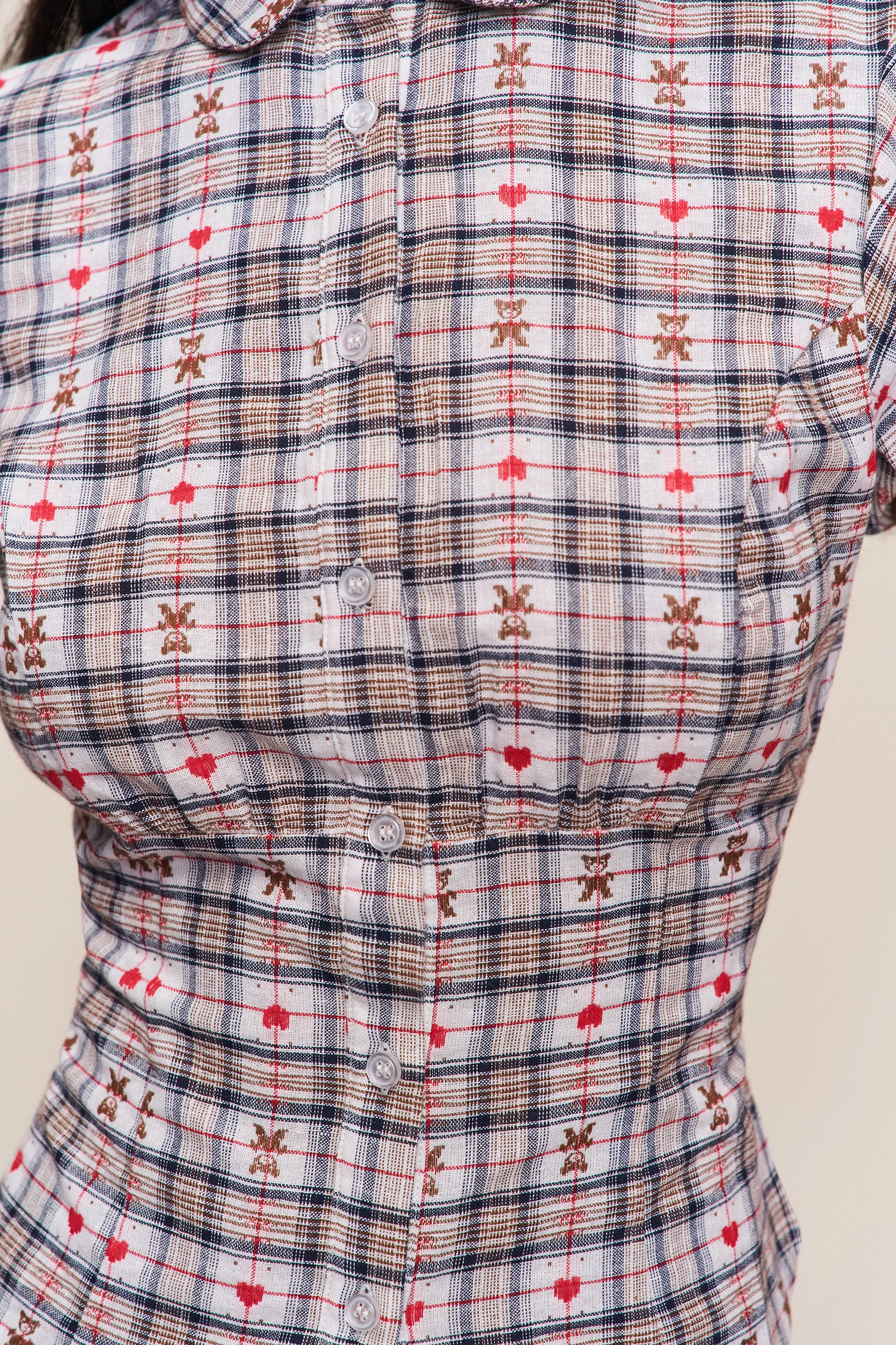 Adjustable Cuff System Liana Plaid Top