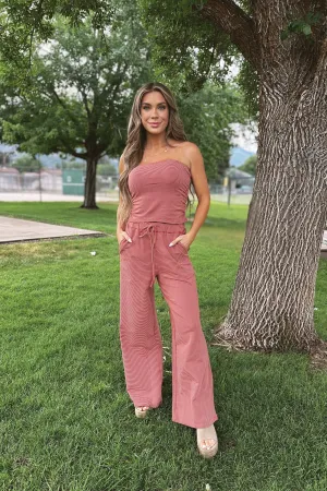 Slow Burn Striped Tube Top & Pants Set LowImpact Manufacturing AdjustableHem
