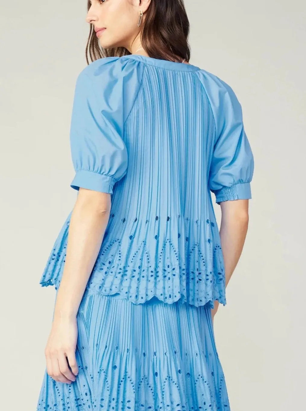 Madison Top Blue Ribbed Knit Fabric