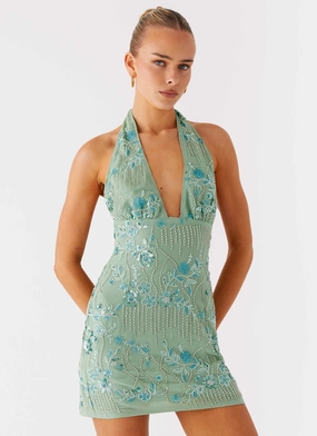 Monet Beaded Mini Dress - Mint Vibe Choice