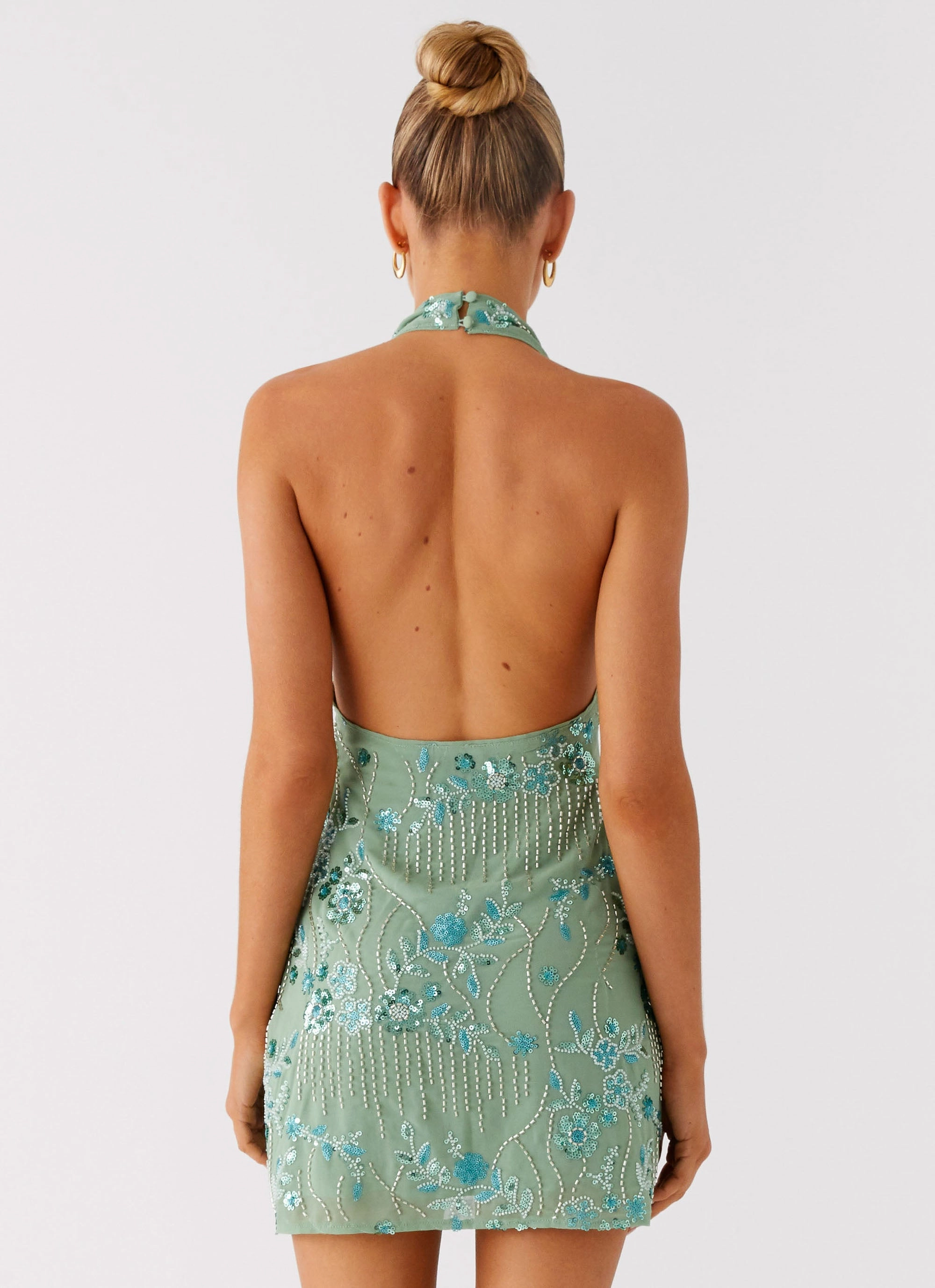 Formal Look Summer Air Monet Beaded Mini Dress - Mint