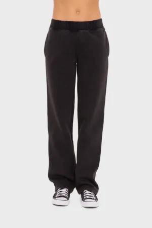 Mono B Elastic Waist Fleece Pants with Pockets - Black