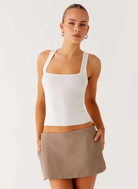 Mirna Micro Skort - Taupe Marle City Style Laser Cut Edges