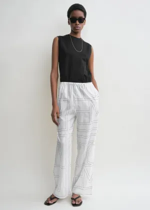 Monogram cotton pj bottoms white/black