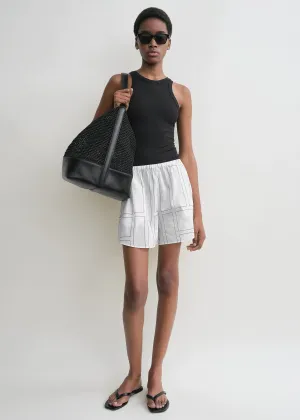 Monogram cotton pj shorts white/black