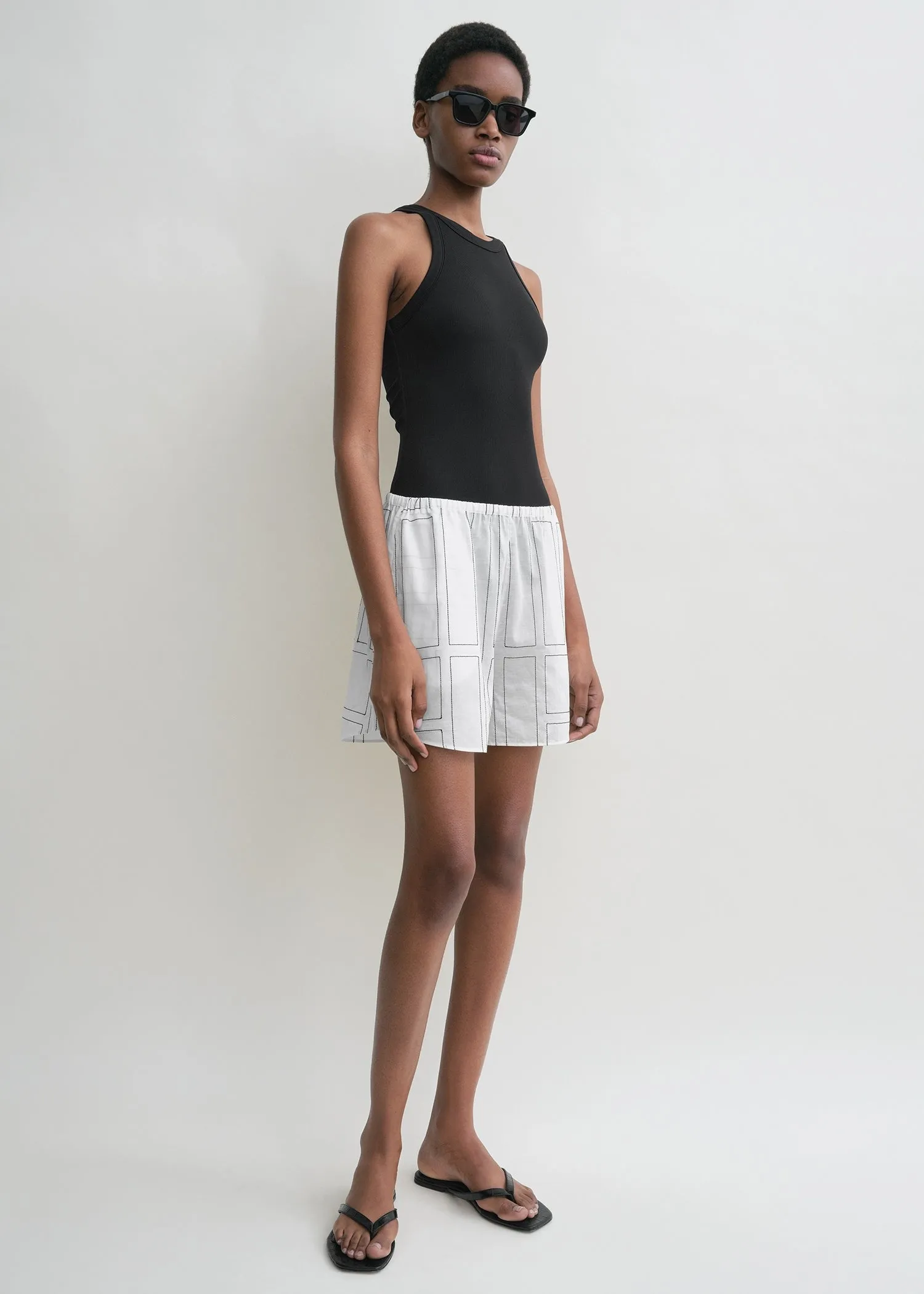 Monogram cotton pj shorts white/black