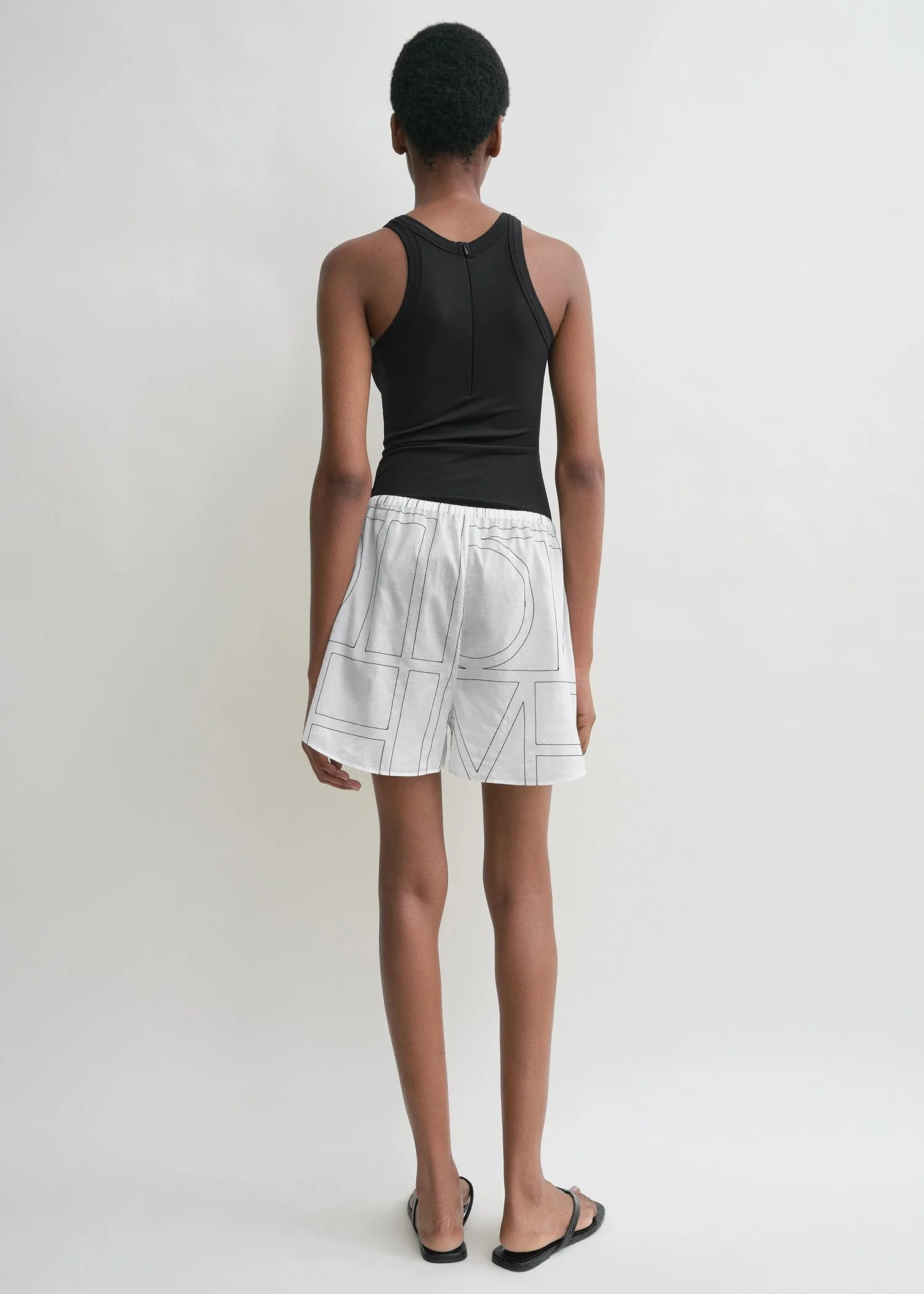 Monogram cotton pj shorts white/black