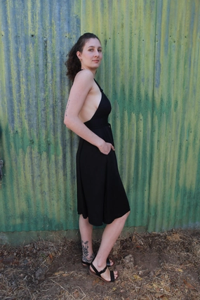 TearResistantFabric Monroe Dress in Black Sateen