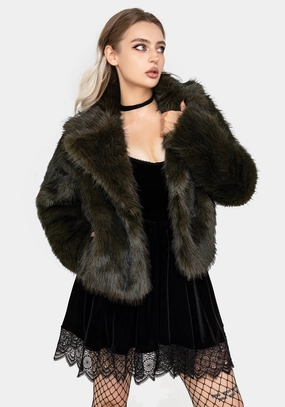 Monstrum Cropped Faux Fur Jacket Ergonomic Shoulder Fit