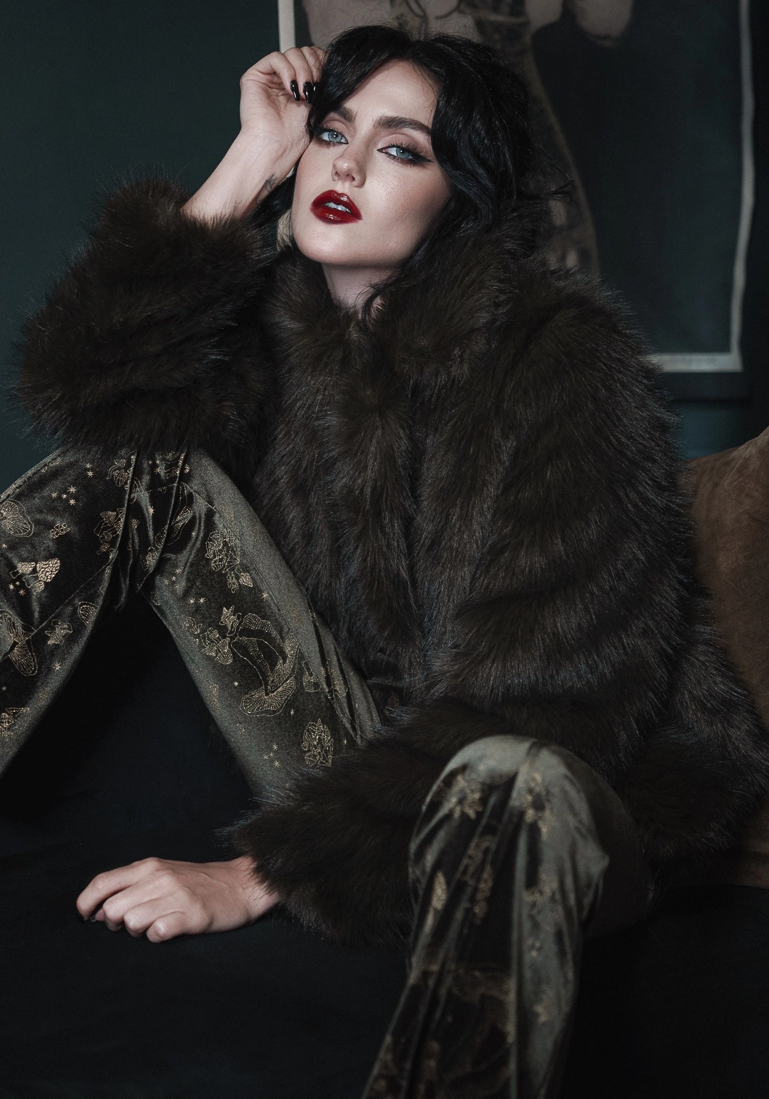 Monstrum Cropped Faux Fur Jacket Camo Print