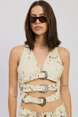 Montana Buckle Halter Top Stretchable Material