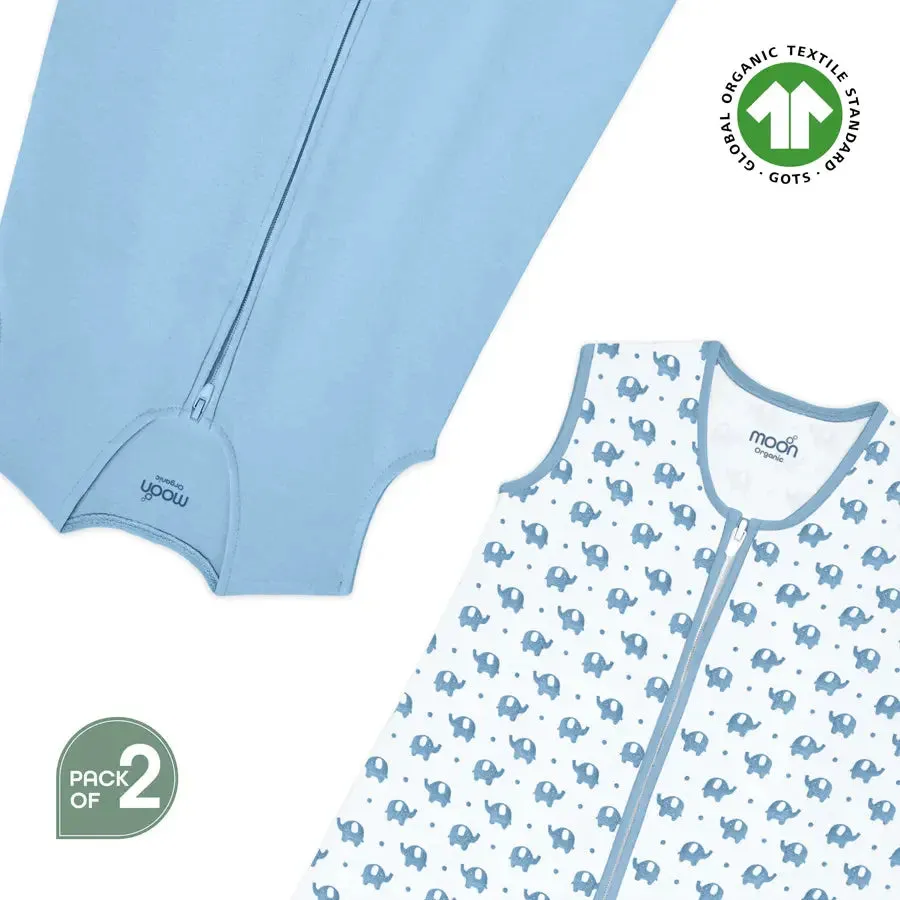Moon - Organic Sleepsack - Elephant And Blue (Pack of 2)