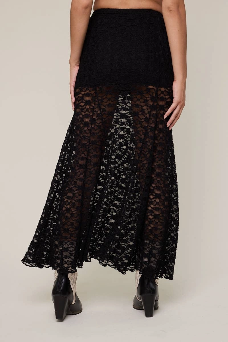 Sophisticated Casual Moonlight Lace Maxi Skirt Travel Ready