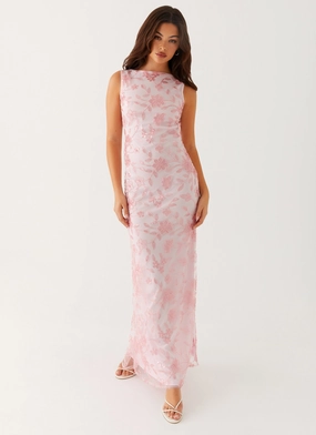 Moorey High Neck Maxi Dress - Pink Trendy Cut