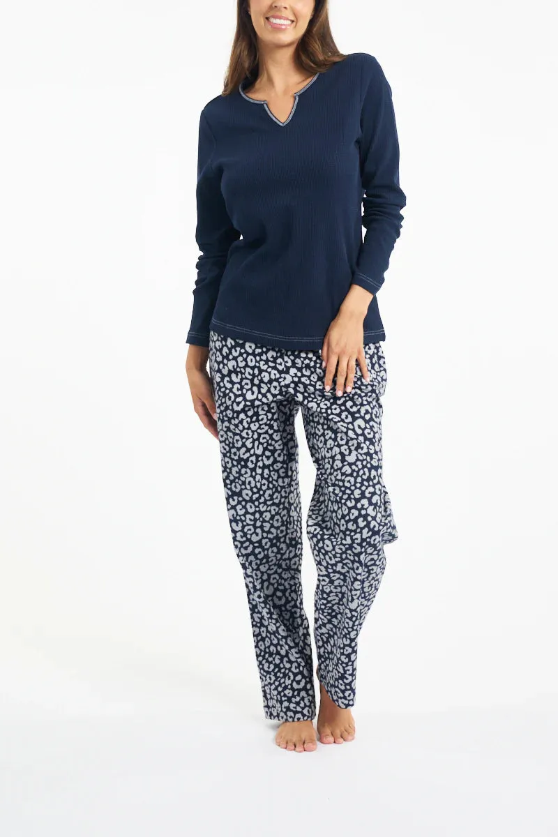 Morning Honey - Brush Cotton PJ Pant | Navy Animal