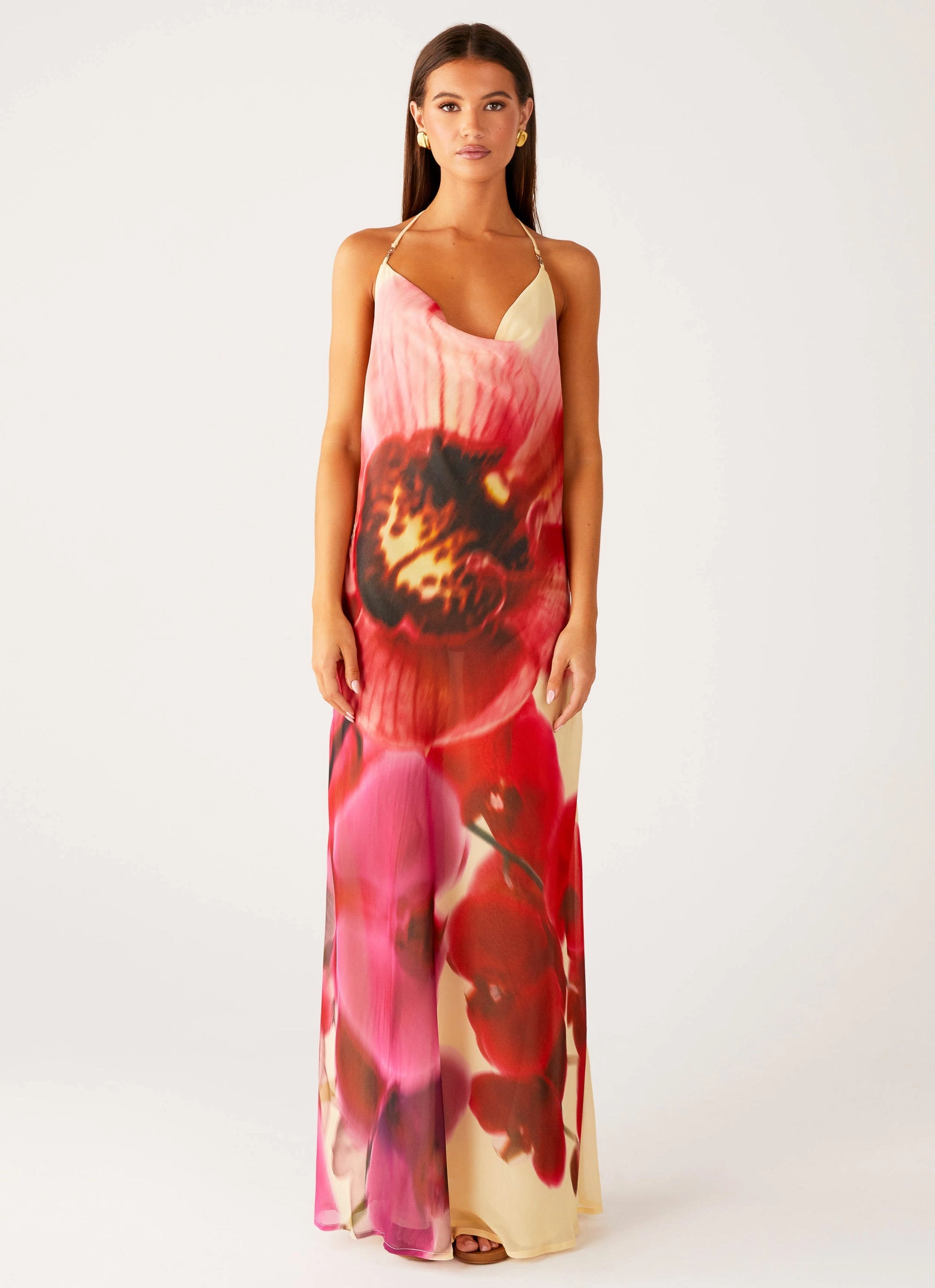 Morning Crush Cowl Maxi Dress - Yellow Bloom Influencer-Approved Wedding guest