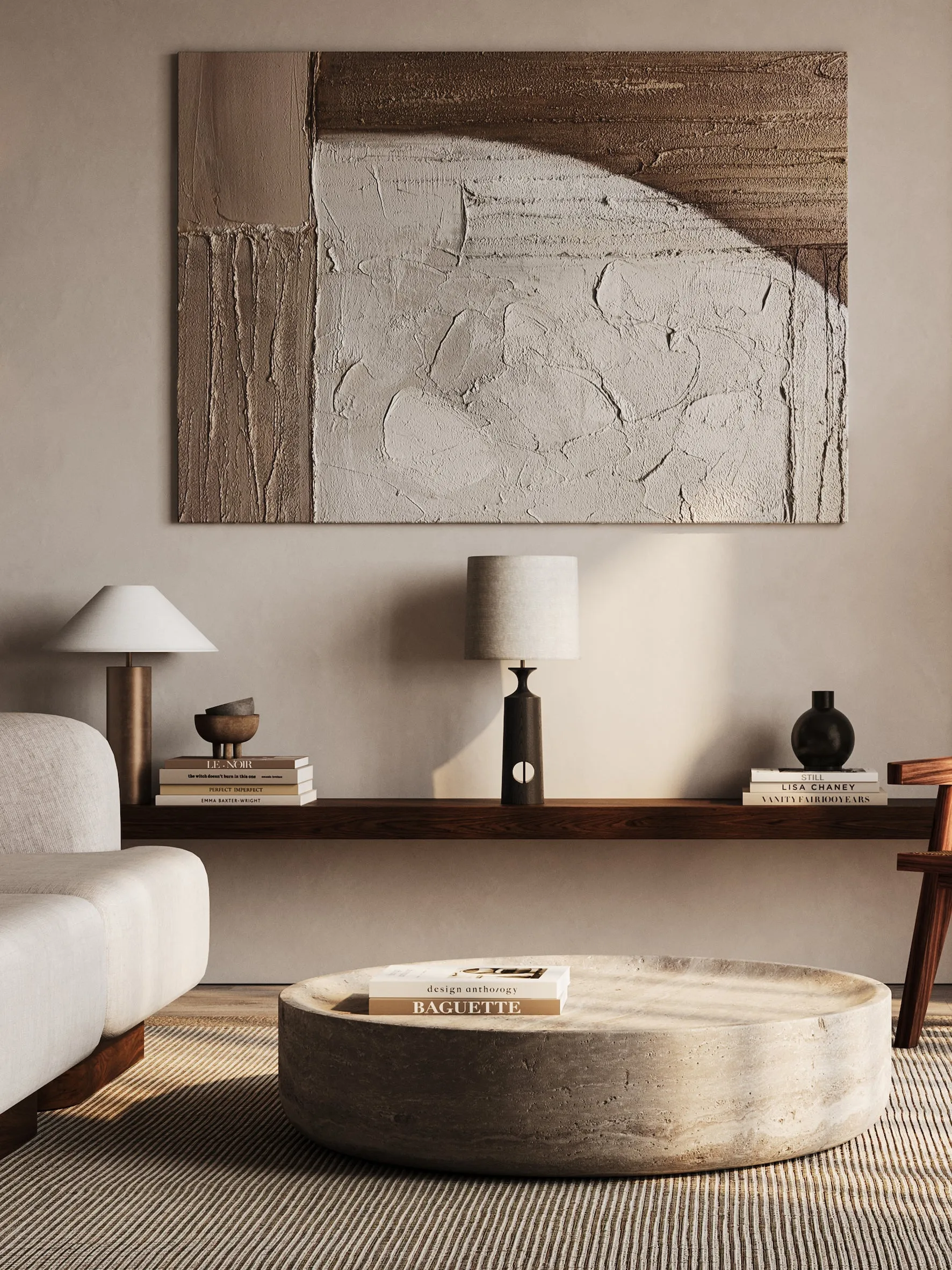 Morton - dark wood and linen table lamp