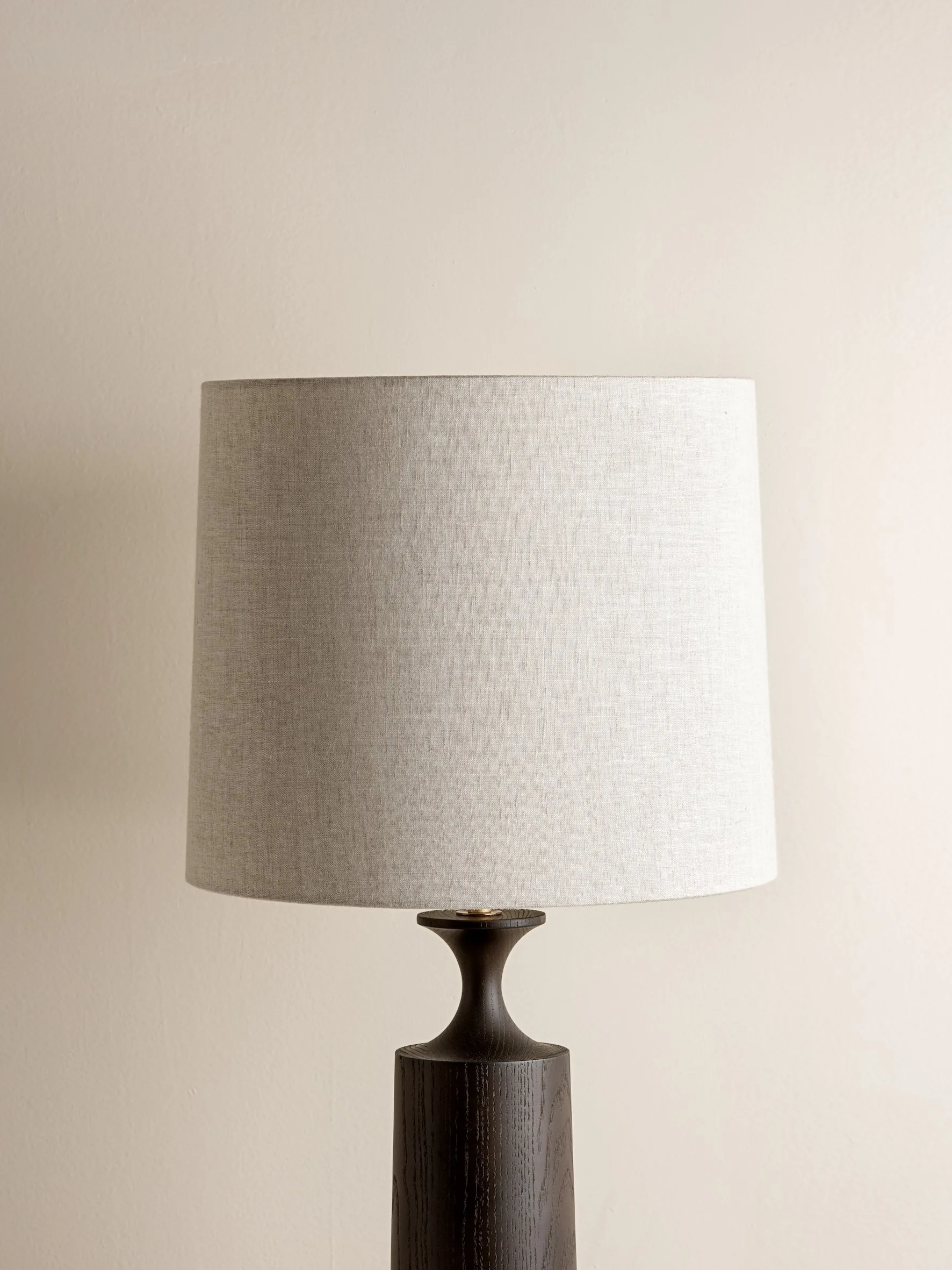 Morton - dark wood and linen table lamp
