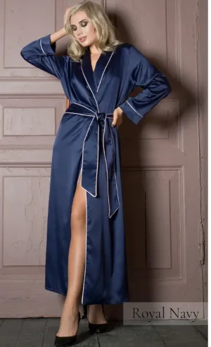 Mother of the Bride Navy Long Satin Robe