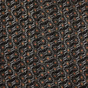Mousseline imprimée bande satin Léona kaki fond noir
