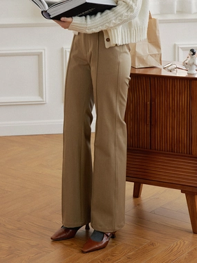 Teresa Khaki Flared Trousers Layer Friendly Stretch Motion
