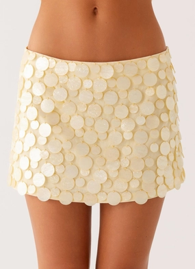 Movie Star Mini Skirt - Yellow Roll Up Hem