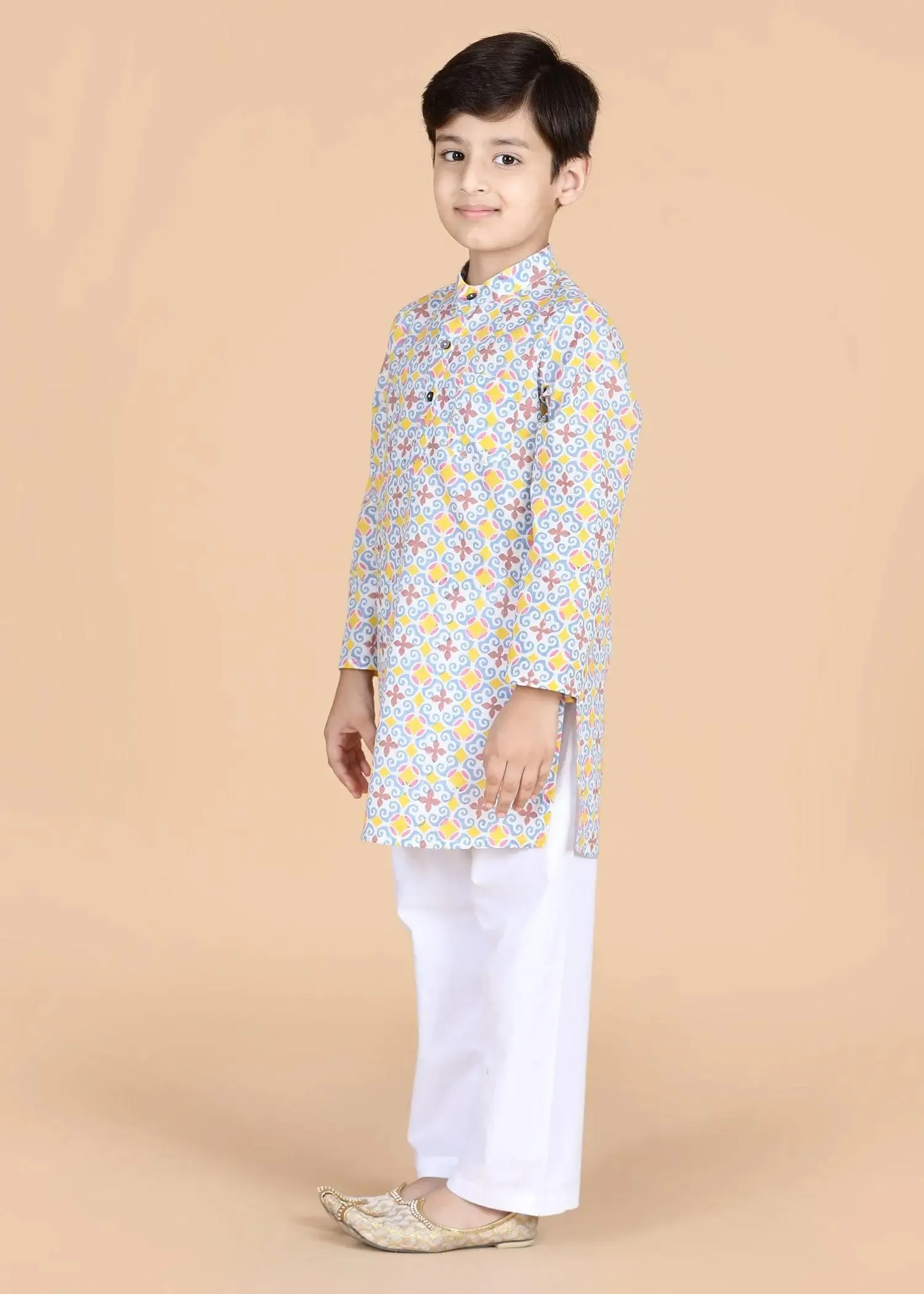Multi Cotton Full Sleeve Kurta Boys  (2-12 Yrs)
