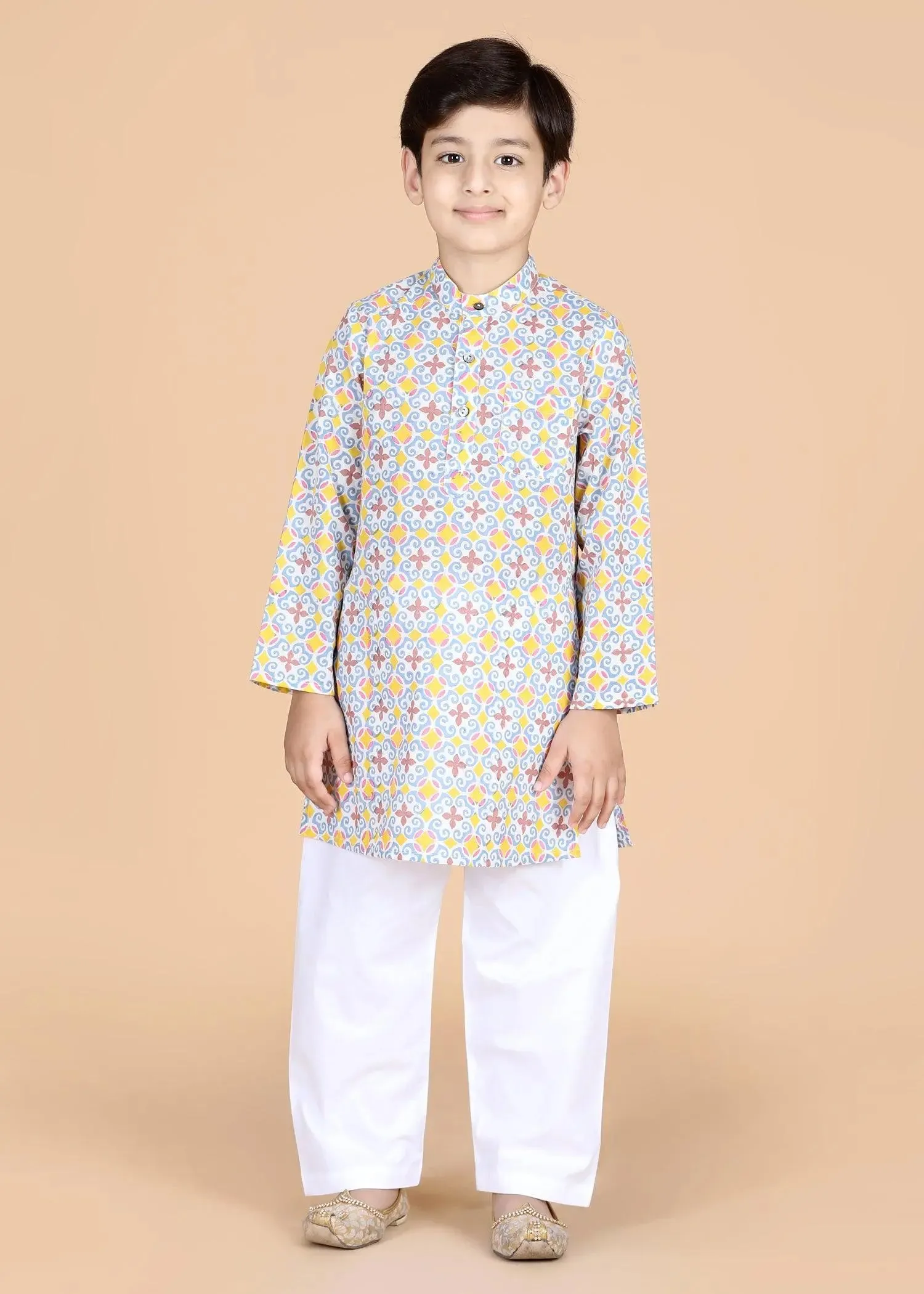 Multi Cotton Full Sleeve Kurta Boys  (2-12 Yrs)