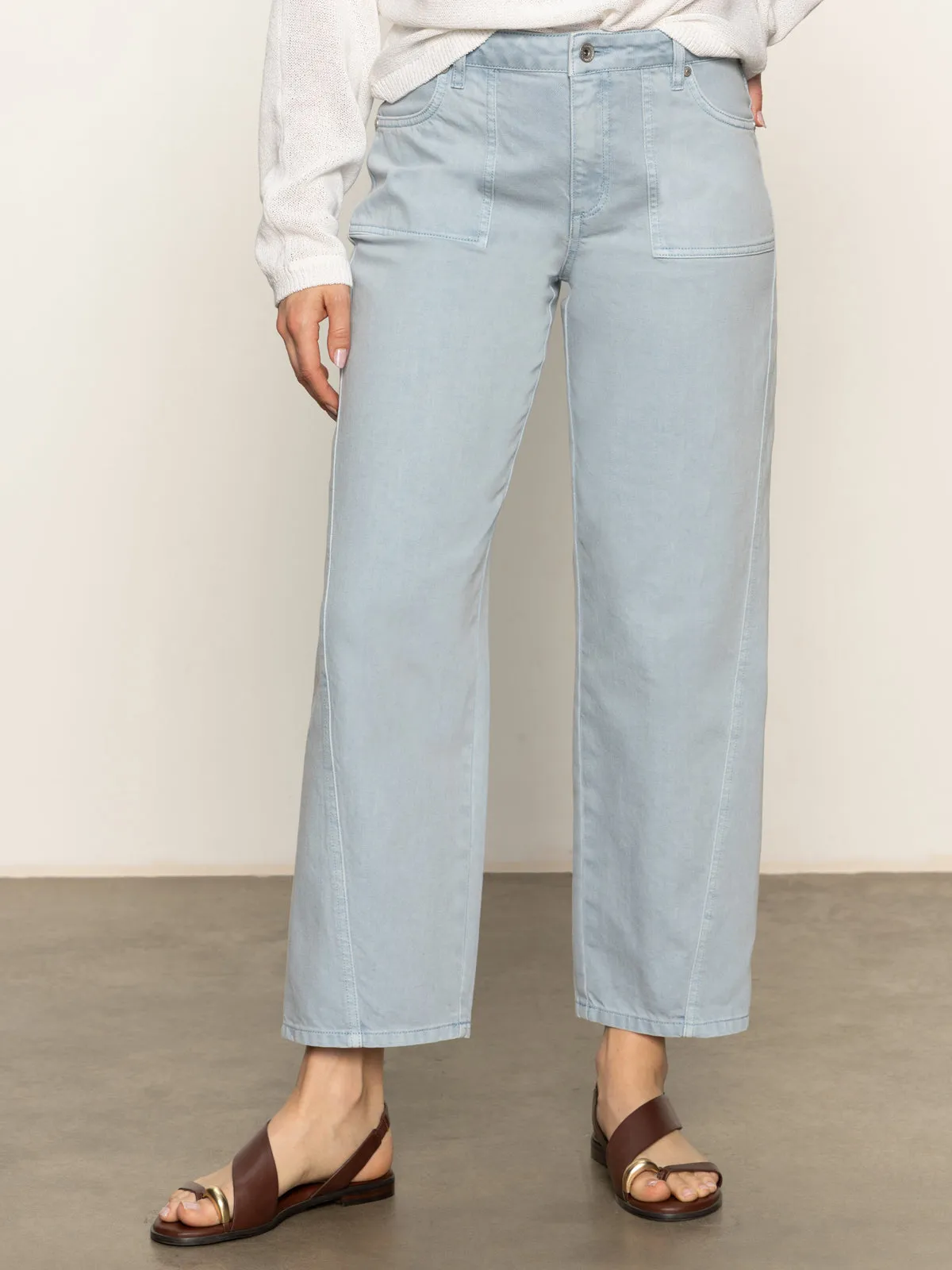 Mesh Lined sport chic District Column Standard Rise Ankle Jeans Blue Mirage