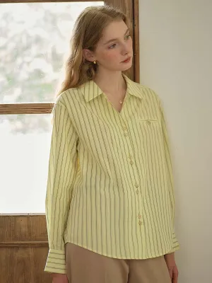 NonScratchyLining ??Final Sale??Georgina Vintage Classic Suit Collar Striped Shirt