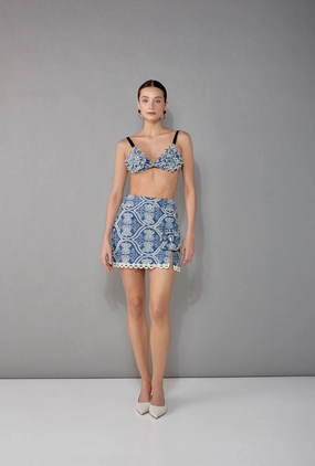 Curved Waistline ROSE SKIRT DENIM