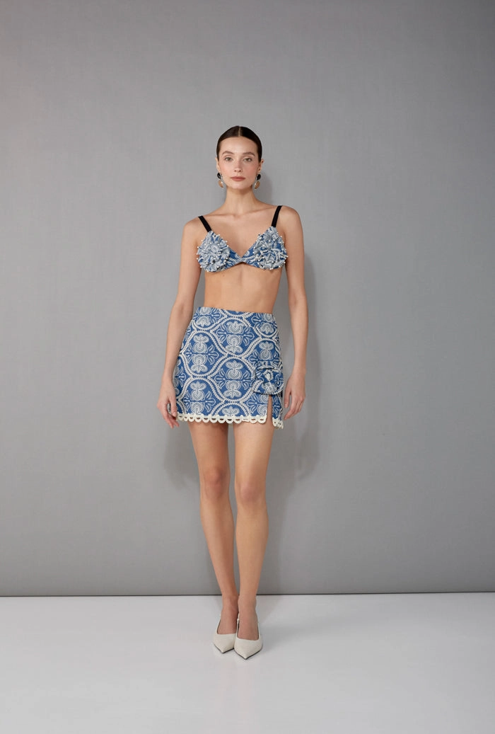 Curved Waistline ROSE SKIRT DENIM