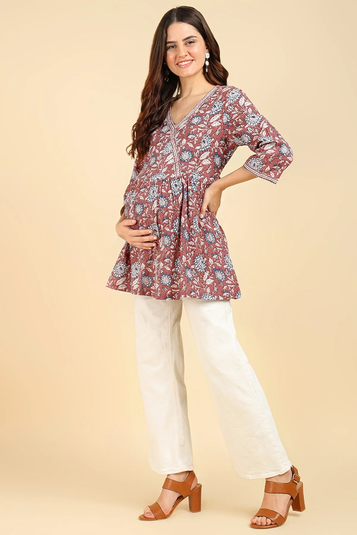 Multicolor All Over Printed Short Top for Feeding