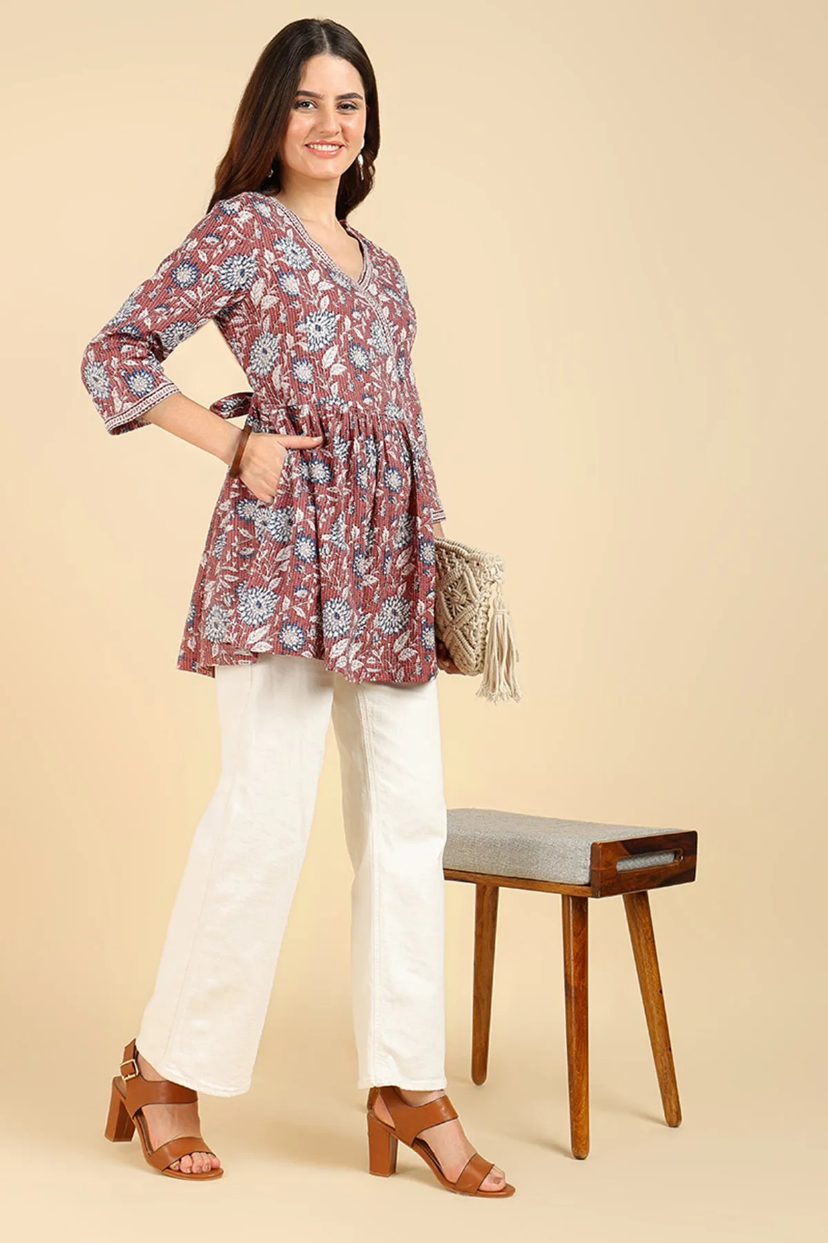 Multicolor All Over Printed Short Top for Feeding