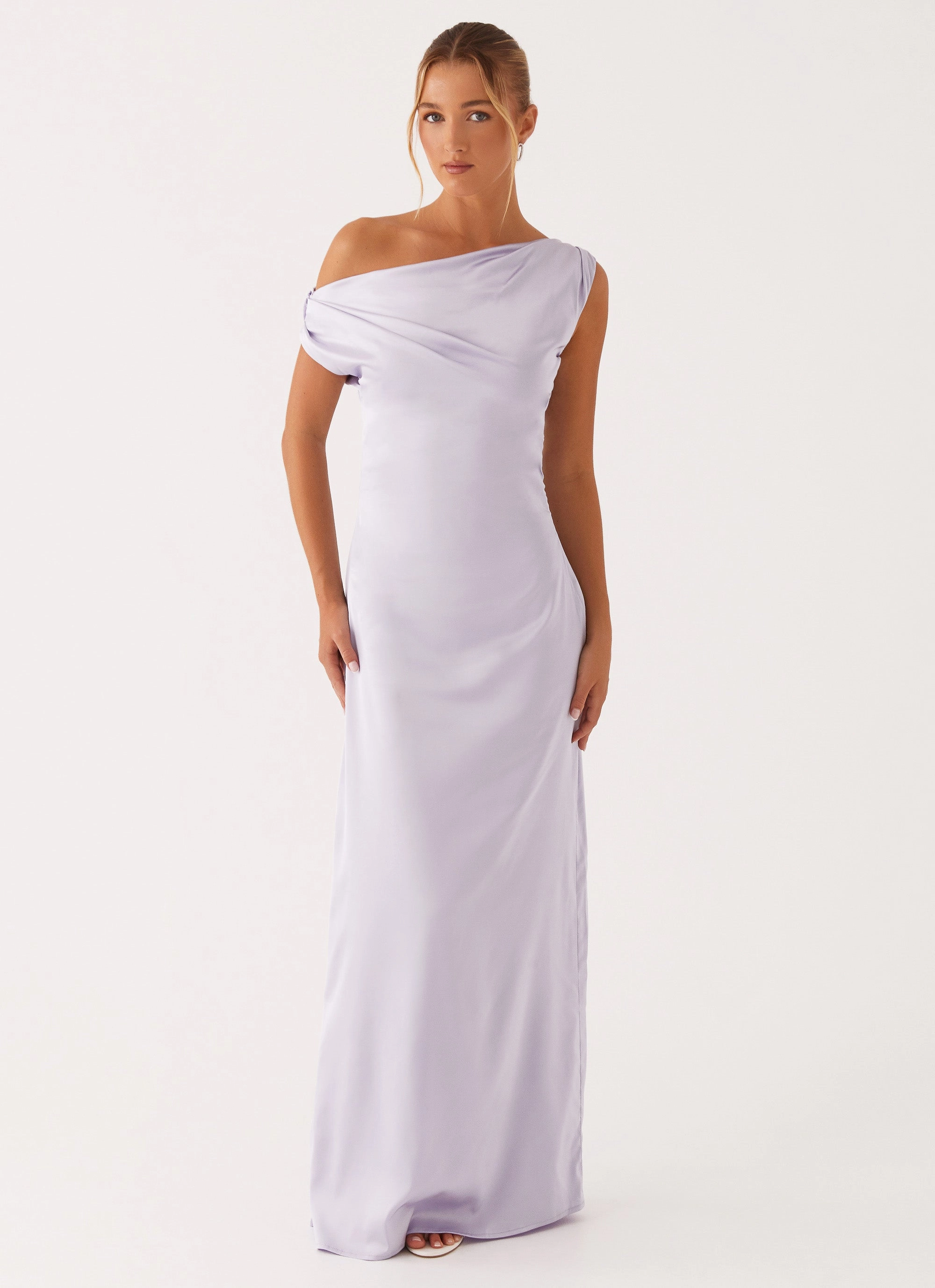 Heart Of Glass Satin Maxi Dress - Lilac MoistureWickingTechnology Slim-fit