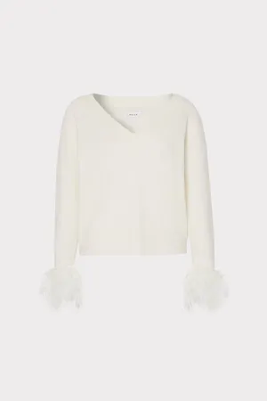 Feather Cuff V-Neck Sweater Butter Soft Handfeel