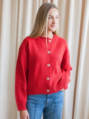Ophelia Cardigan - Red Ergonomic Cut