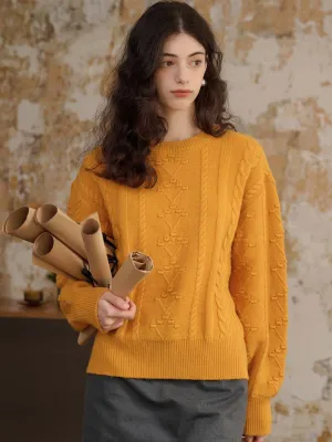 ??Flash Sale??Leah Solid Cable Knit Drop Shoulder Sweater Multi Pocket Configuration Tapered Cut