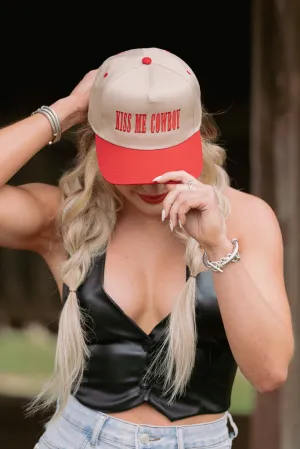 Kiss Me Cowboy Trucker Hat Bonded Hemline