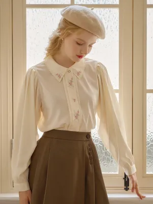 ??Final Sale??Lexi Vintage Embroidered Blouse LowMaintenanceFabric Retro Style