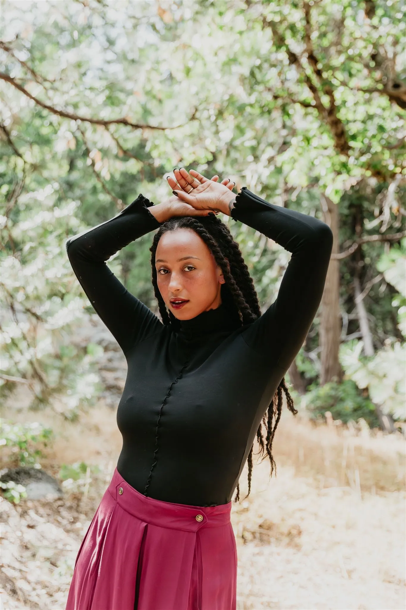 Loose cut AllClimateAdaptive Wavy top in Black Cotton Knit